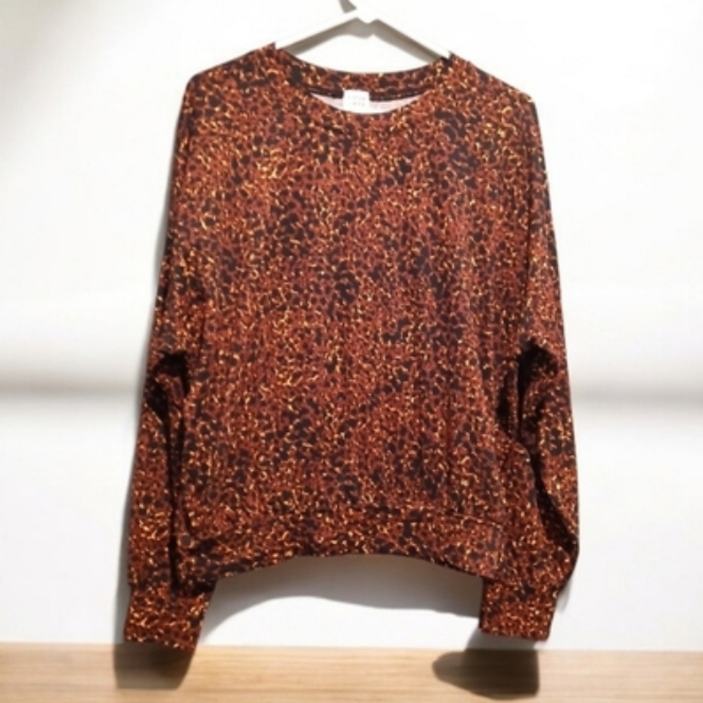 Peyton Jensen Stretch Print Pullover Long Sleeve Shirt Medium